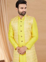 Yellow Art Silk Indo Western Readymade Indo Western Sherwani